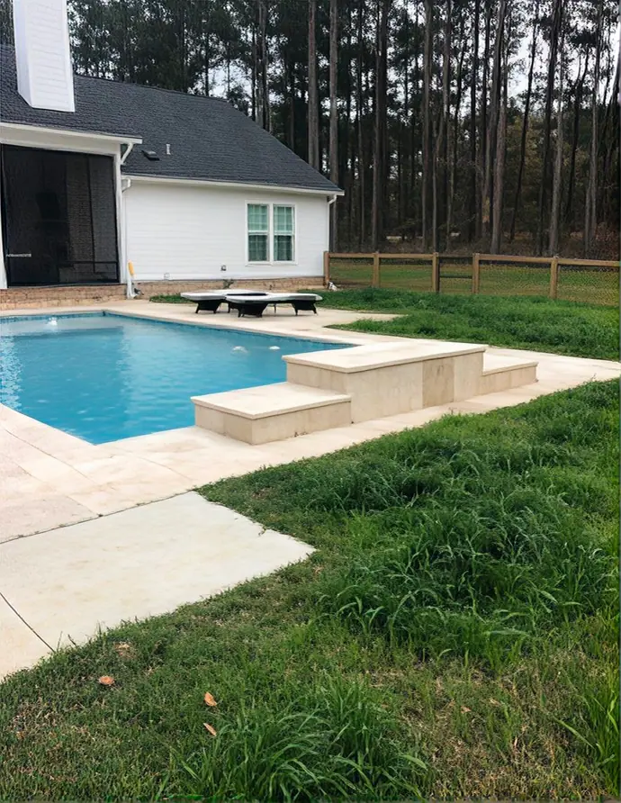 Dault poolside lawn before patio installation